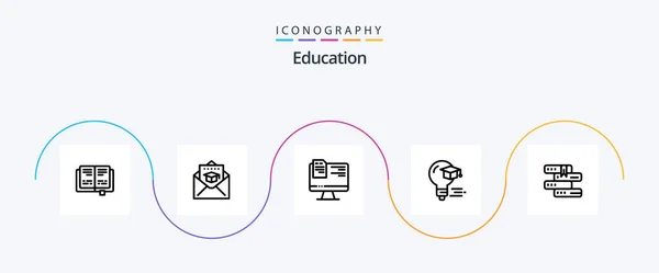 Education Line Icon Pack Including Library Books File Graduation Cap — Stock vektor