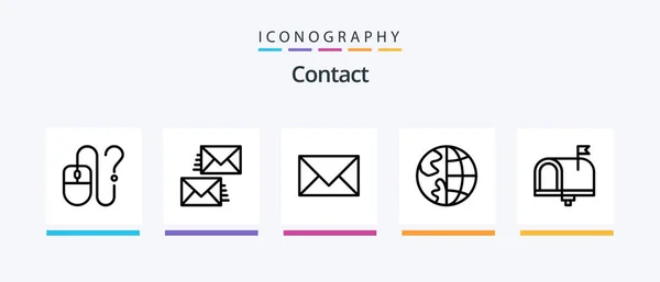 Contact Line Icon Pack Including Email Communication Contacts Online Desktop — Archivo Imágenes Vectoriales