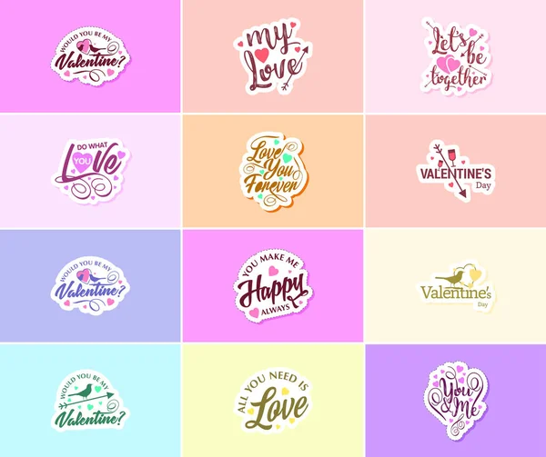 Valentine Day Time Romance Passion Stickers — Stok Vektör