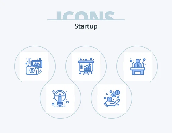 Startup Blue Icon Pack Icon Design Employee Investment Images Income — Archivo Imágenes Vectoriales
