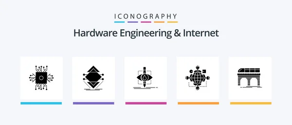 Hardware Engineering Internet Glyph Icon Pack Including Logic Function Science — Stockový vektor