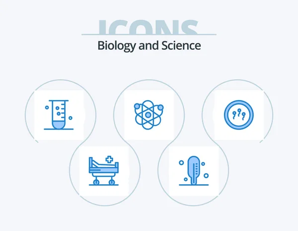 Biology Blue Icon Pack Icon Design Laboratory Biology Laboratory Biochemistry — Stock Vector