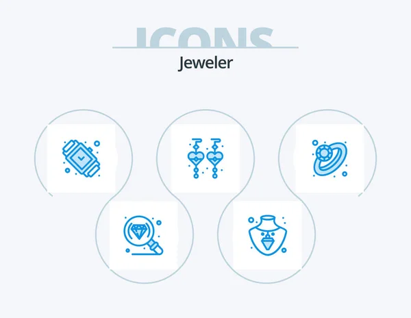 Jewellery Blue Icon Pack Icon Design Jewelry Fashion Diamond Dangling — Stock Vector