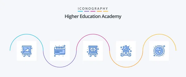 Academy Blue Icon Pack Including Study Education School Academy Brush — Stock vektor