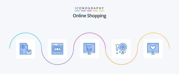 Online Shopping Blue Icon Pack Including Online Tracking Money Marketing — Stock vektor