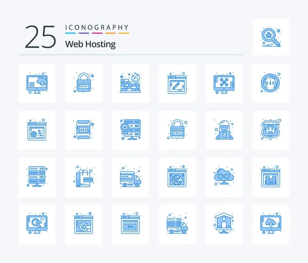 Web Hosting Blue Color Icon Pack Including Support Repair Database — Stockový vektor