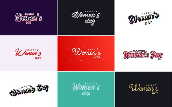 International Women Day Vector Hand Written Typography Background Gradient Color — Vector de stock