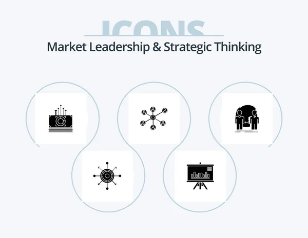 Market Leadership Strategic Thinking Glyph Icon Pack Icon Design Group — Wektor stockowy