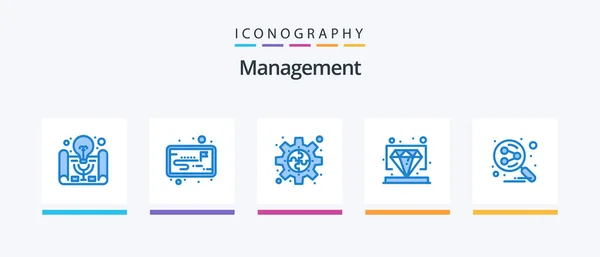 Management Blue Icon Pack Including Share Vip Gear Value Diamond — Stockvector