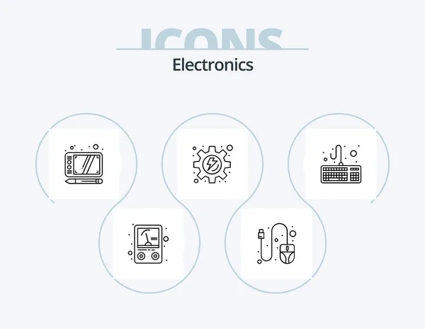 Electronics Line Icon Pack Icon Design Microphone Socket Mic Usb — Wektor stockowy