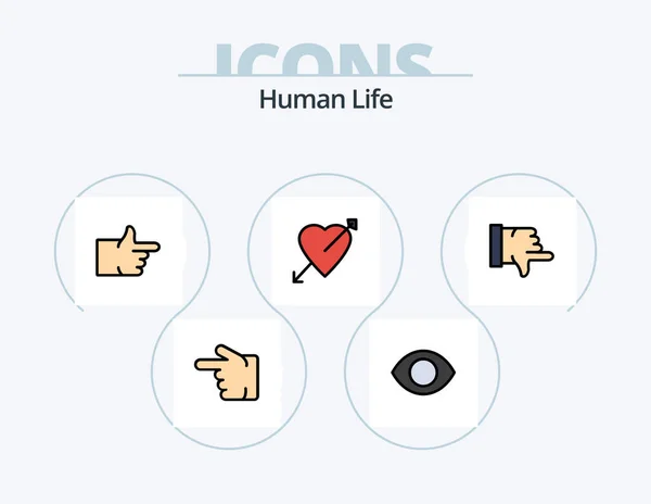 Human Line Filled Icon Pack Icon Design Forefinger High Five — Διανυσματικό Αρχείο