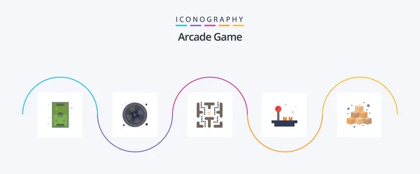 Arcade Flat Icon Pack Including Cubes Game Play Fun Play — Stok Vektör