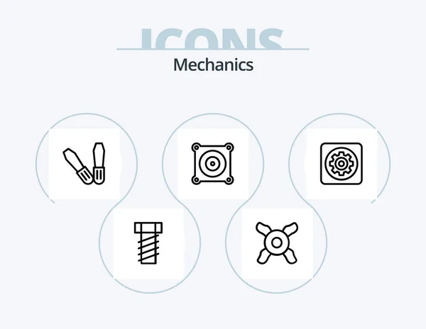 Mechanics Line Icon Pack Icon Design Car Production — Stock Vector