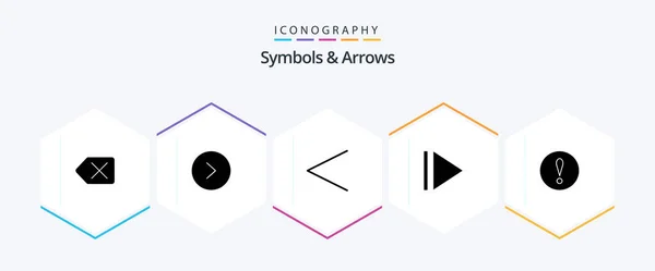 Symbols Arrows Glyph Icon Pack Including Previous Warning — Stockvektor