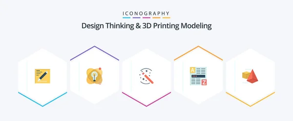 Design Thinking Printing Modeling Flat Icon Pack Including Box Internet — Stok Vektör