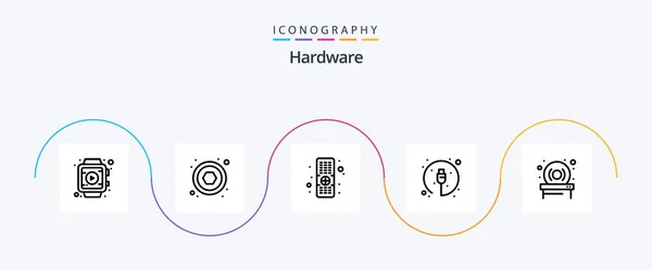 Hardware Line Icon Pack Including Hardware Drive Cable — Stok Vektör