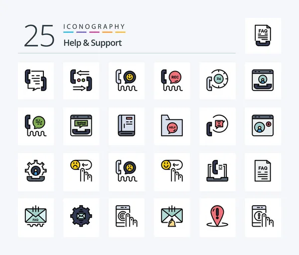 Help Support Line Filled Icon Pack Including Document Communication Contact — Stok Vektör