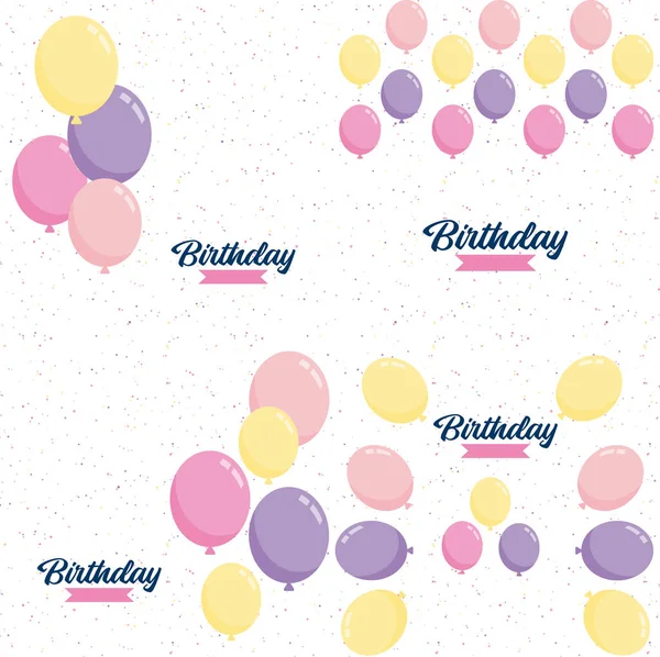 Happy Birthday Announcement Poster Flyer Greeting Card Flat Style — Stockvektor