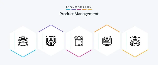 Product Management Line Icon Pack Including Options Control Goods Configuration — Wektor stockowy