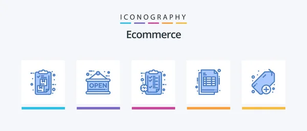 Ecommerce Blue Icon Pack Including Add Invoice Clipboard Cheaque Watch — 图库矢量图片