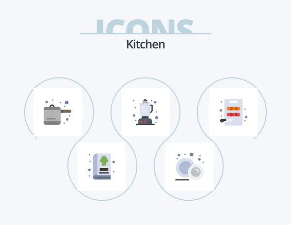 Kitchen Flat Icon Pack Icon Design Kitchen Kitchen Cutting Kitchen — Vetor de Stock