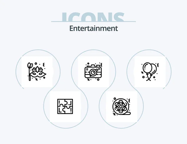 Entertainment Line Icon Pack Icon Design Game Pawn Casino Console — Stock vektor