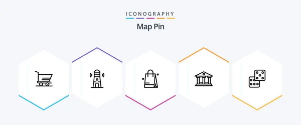 Map Pin Line Icon Pack Including Gambling Bed Dice Money — 图库矢量图片