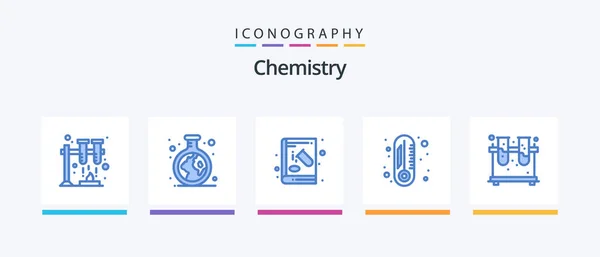 Chemistry Blue Icon Pack Including Flask Chemistry Chemical Thermometer Chemistry — Wektor stockowy