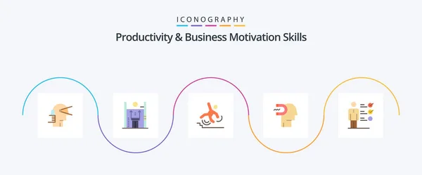 Productivity Business Motivation Skills Flat Icon Pack Including Human Power — Stockový vektor