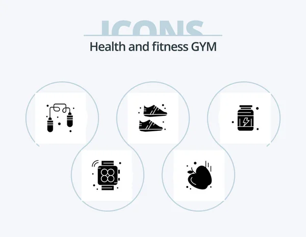 Gym Glyph Icon Pack Icon Design Supplement Jump Rope Proteins — Stock vektor