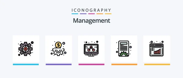 Management Line Filled Icon Pack Including Dollar Bank Business Marketing — Vettoriale Stock