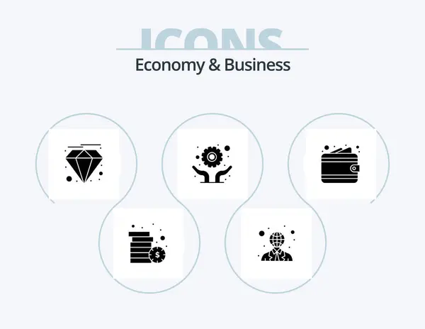 Economy Business Glyph Icon Pack Icon Design Money Solution Diamond — Stok Vektör