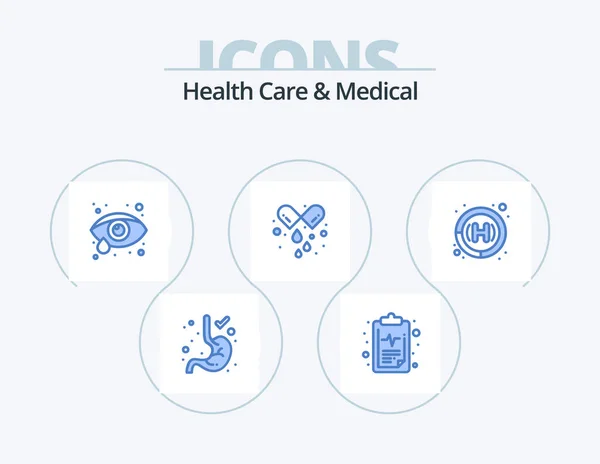 Health Care Medical Blue Icon Pack Icon Design Health Care — Stok Vektör