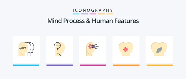 Mind Process Human Features Flat Icon Pack Including Eco Mind — Stockvector