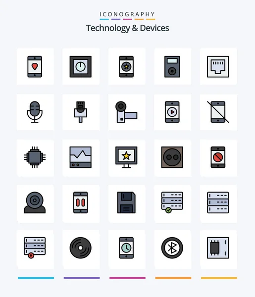 Creative Devices Line Filled Icon Pack Ipod Devices Safe Phone — 图库矢量图片