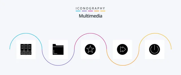 Multimedia Glyph Icon Pack Including Star Power — Stok Vektör