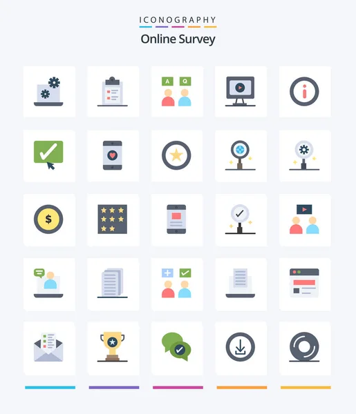 Creative Online Survey Flat Icon Pack Approve Information Education Info — Vettoriale Stock