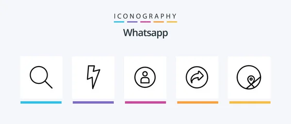 Whatsapp Line Icon Pack Including Basic Flag File Maximize Creative — Stok Vektör