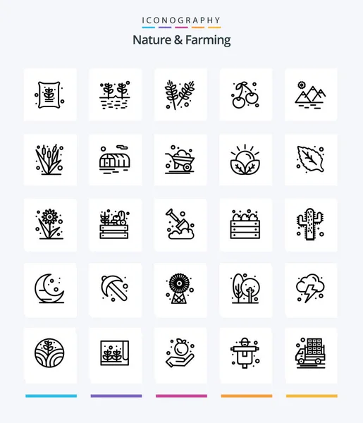 Creative Nature Farming Outline Icon Pack Crop Farming Berry Sun — Vettoriale Stock