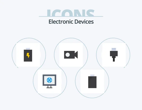 Devices Flat Icon Pack Icon Design Electric Electronic Cable — Archivo Imágenes Vectoriales