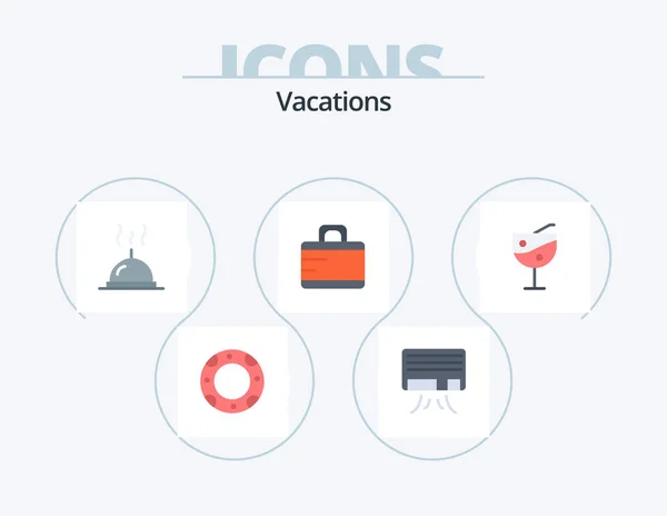 Vacations Flat Icon Pack Icon Design Restaurant Juice Glass Fruit —  Vetores de Stock