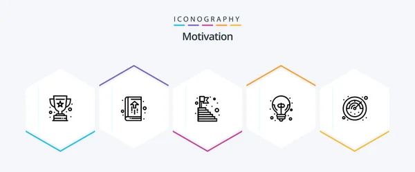 Motivation Line Icon Pack Including Great Idea Excellent Idea Notebook — Wektor stockowy