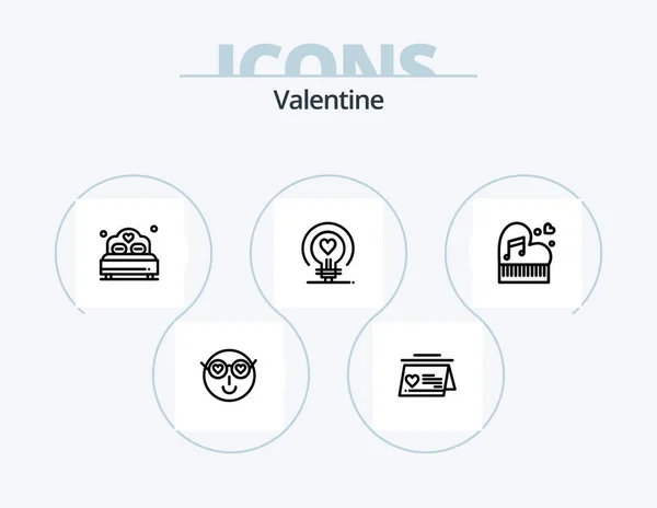 Valentine Line Icon Pack Icon Design Book Heart User Love — Stockový vektor