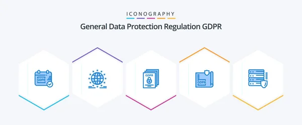 Gdpr Blue Icon Pack Including Protection Lock Data Gdpr Secure — Stockvector