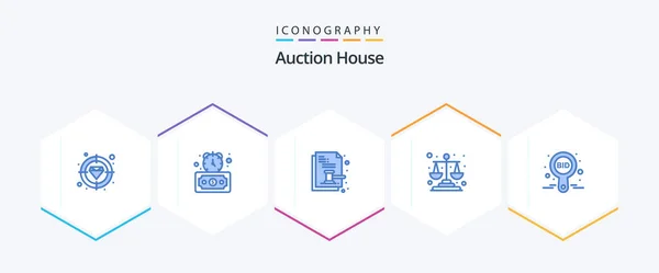Auction Blue Icon Pack Including Bid Law Auction Justice Legal — Stockový vektor