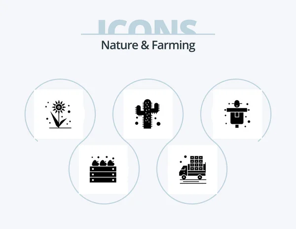 Nature Farming Glyph Icon Pack Icon Design Farming Agriculture Farming — Vettoriale Stock