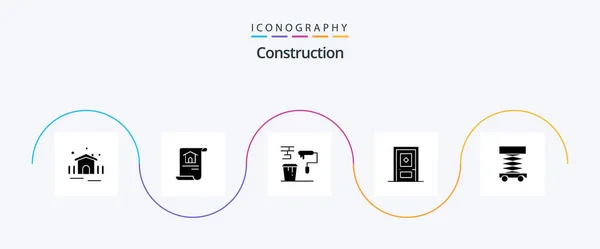 Construction Glyph Icon Pack Including Construction Construction Brush Build Tools — Stok Vektör