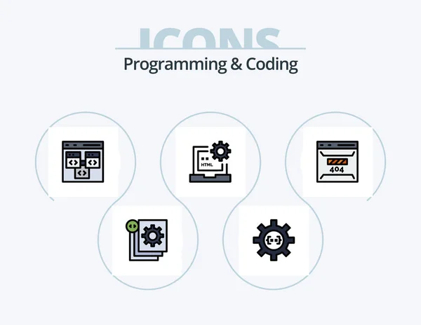 Programming Coding Line Filled Icon Pack Icon Design Bug App — Archivo Imágenes Vectoriales