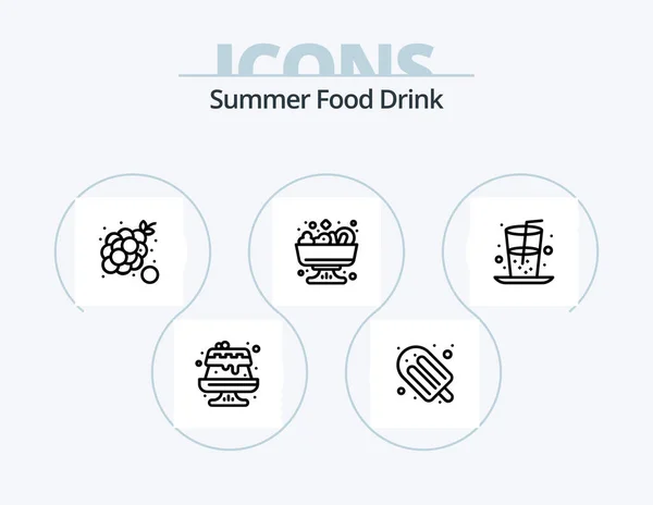Summer Food Drink Line Icon Pack Icon Design Juice Drink — Stock Vector