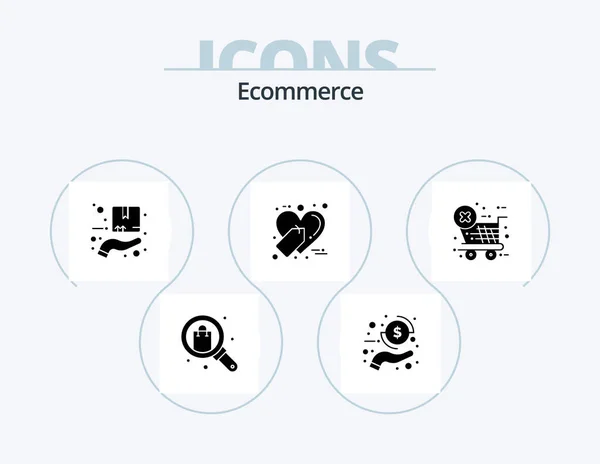 Ecommerce Glyph Icon Pack Icon Design Checkout Shopping Payment Favorite — Stock vektor